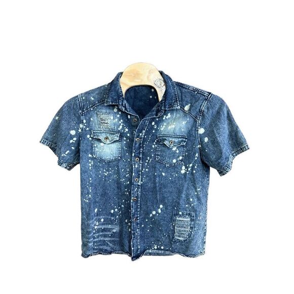 Diamond Stash Denim Large (L) Bleach Splash Retro Style - Picture 1 of 3